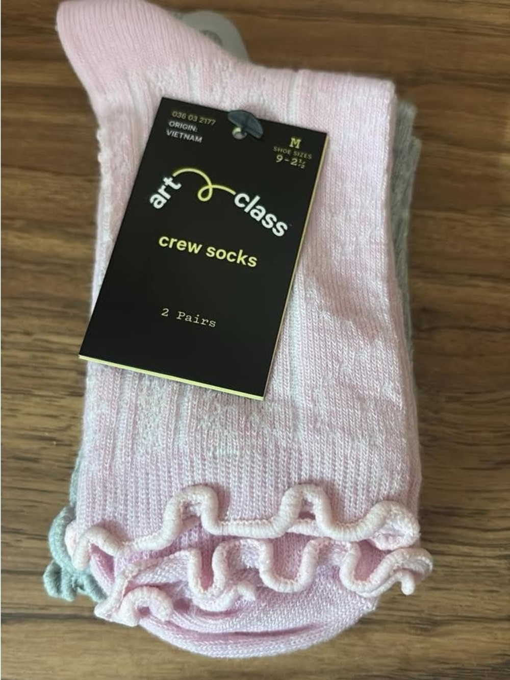 art class Light Pink Ruffle Crew Socks for Kids